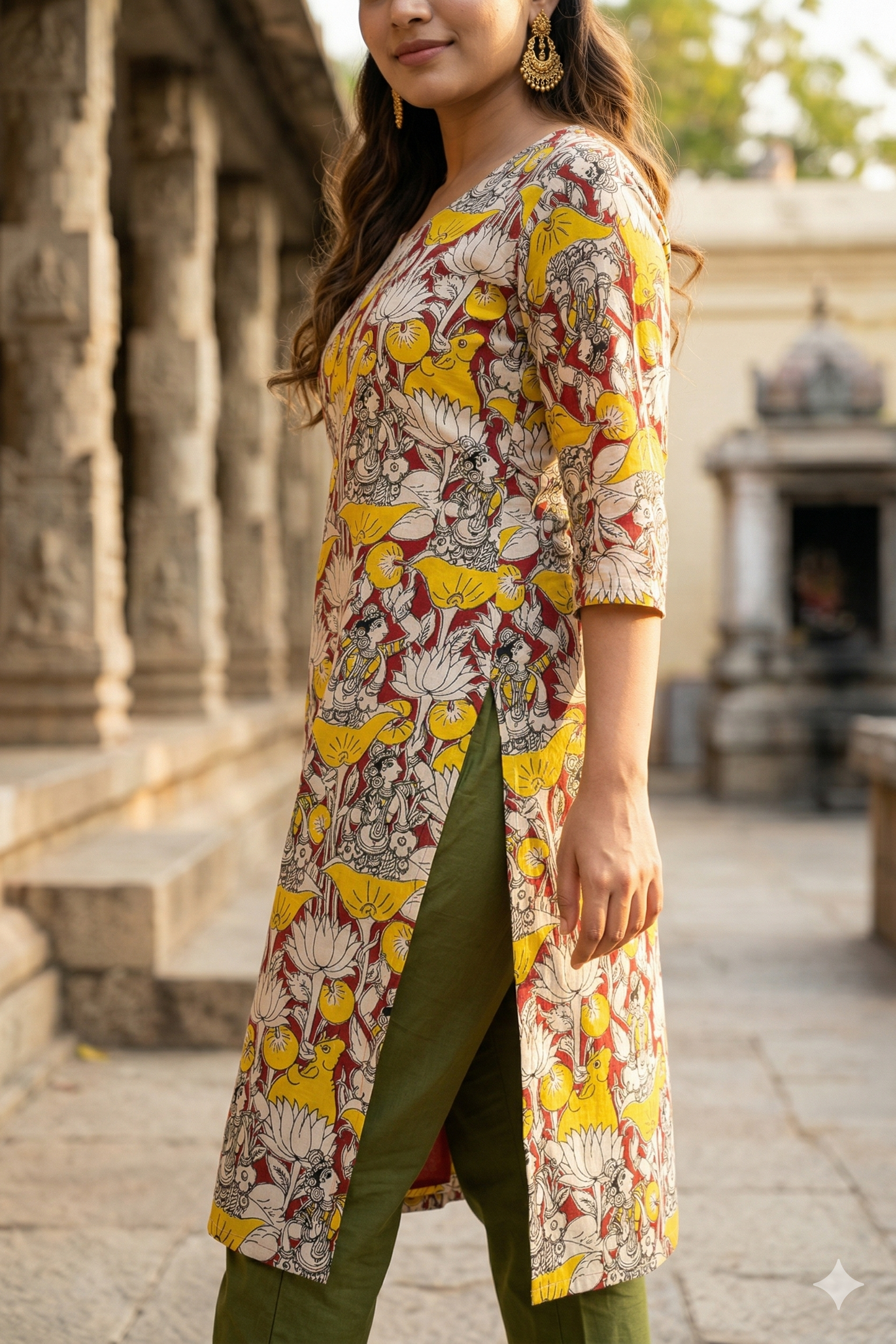 Mustard & Red Kalamkari (IB0360)