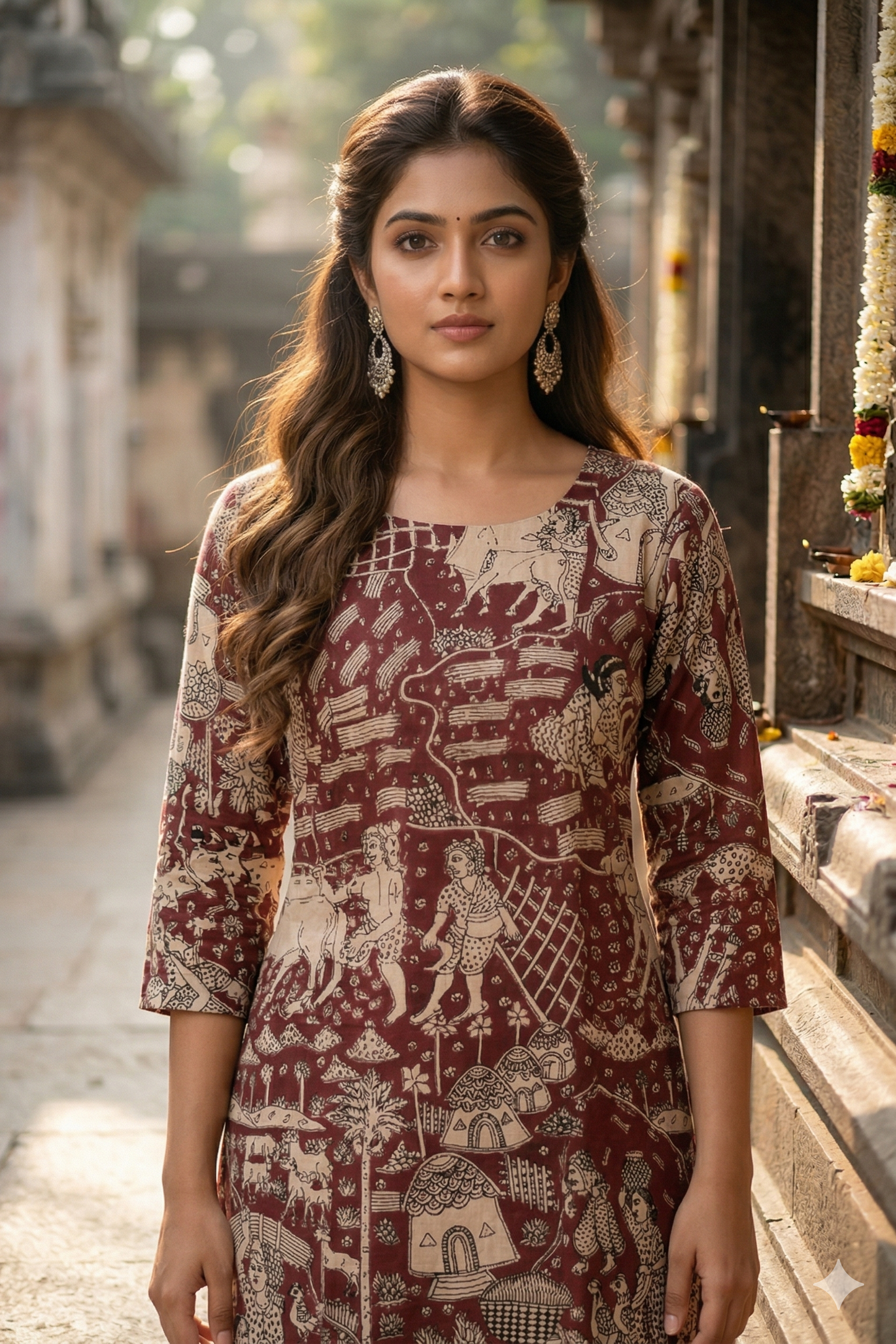 Crimson & Cream Kalamkari (IB0361)