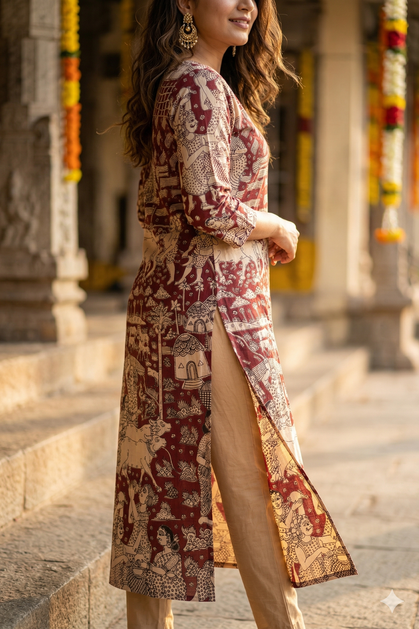 Crimson & Cream Kalamkari (IB0361)