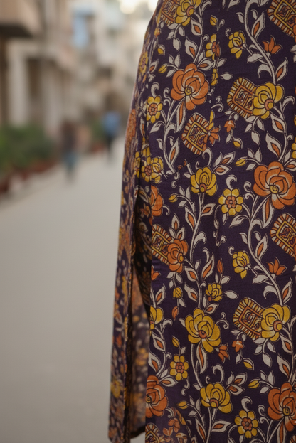 Maroon Floral Kalamkari Kurti (IB0222)