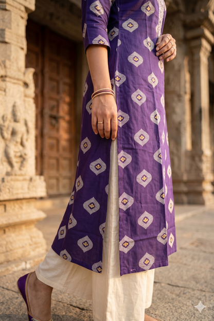 Deep Purple Embroidered Office Wear Kurti (IB0469)
