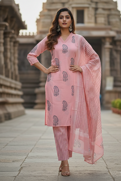 Rose Pink Ethnic 3-Piece Set (IB0286)