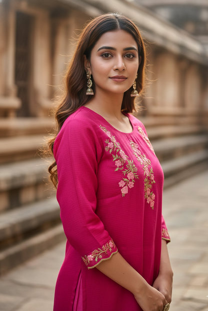 Magenta Floral Embroidery Salwar Suit (IB0276)