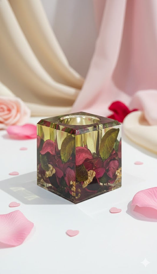 Premium Resin Floral Candle Holder