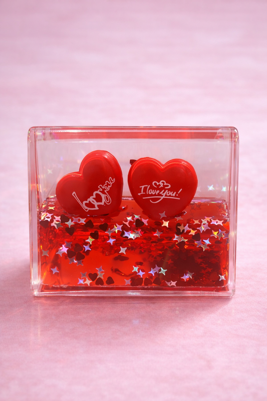 Crystal Love Heart Liquid Photo Mobile Stand – Premium Valentine Gift